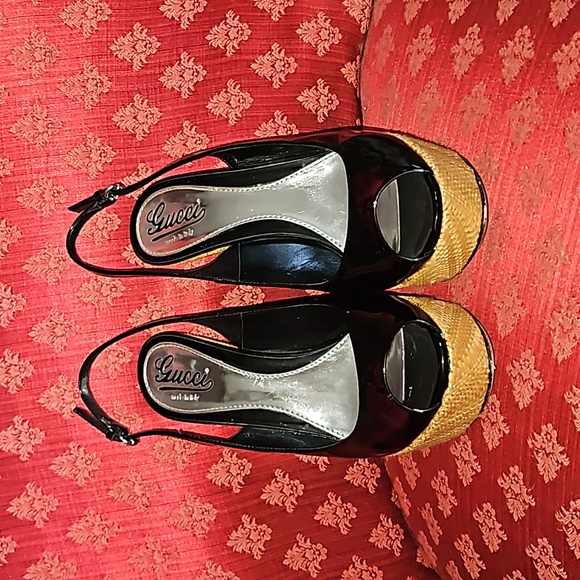 Gucci Leather Espadrilles Wedge Wedges - Picture 9 of 9